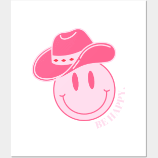 Preppy Pink Smiley Cowgirl Posters and Art